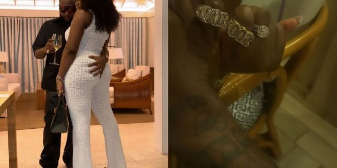 Davido and his wife Chioma Rowland flaunted their newly acquired matching diamond rings