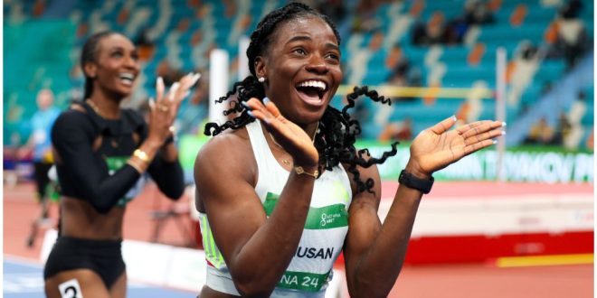 Nigeria’s Tobi Amusan defeats world champion, Danielle Williams, becomes world’s fastest woman
