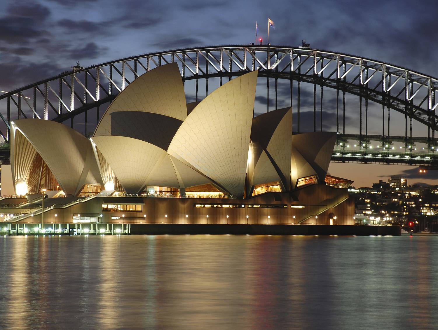 Night Sydney Opera House with Harbour Bridge